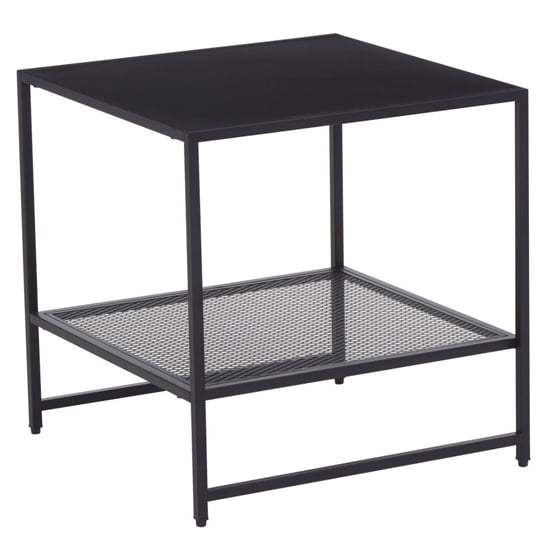 Acre Metal End Table With Open Mesh Shelf In Black_2