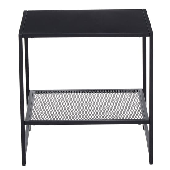 Acre Metal End Table With Open Mesh Shelf In Black_4