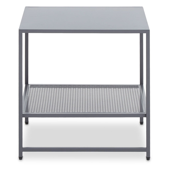 Acre Metal End Table With Open Mesh Shelf In Grey_3