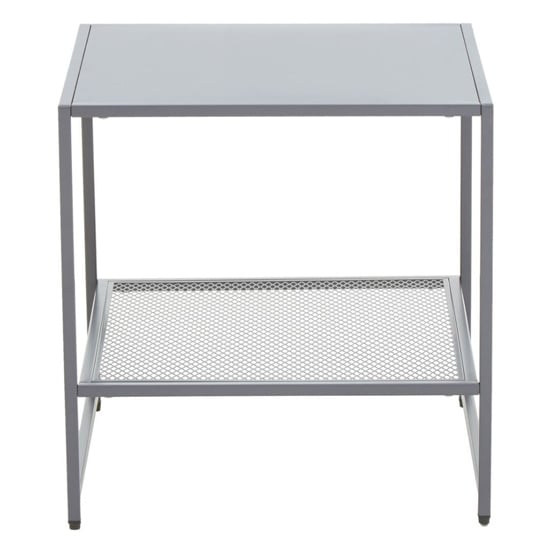 Acre Metal End Table With Open Mesh Shelf In Grey_4