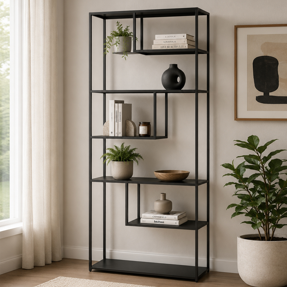 Acre Metal Shelving Unit with 6 Shelves in Black