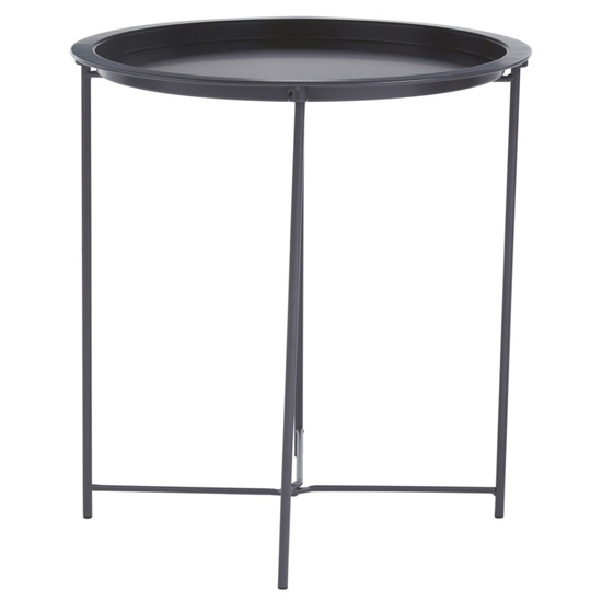 Acre Round Metal Side Table In Grey