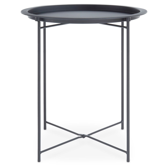Acre Round Metal Side Table In Grey