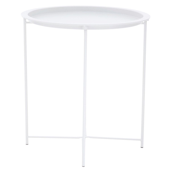 Acre Round Metal Side Table In White_2