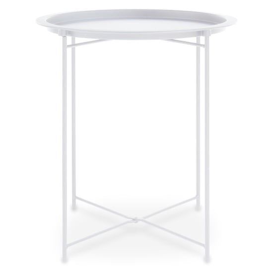 Acre Round Metal Side Table In White_3