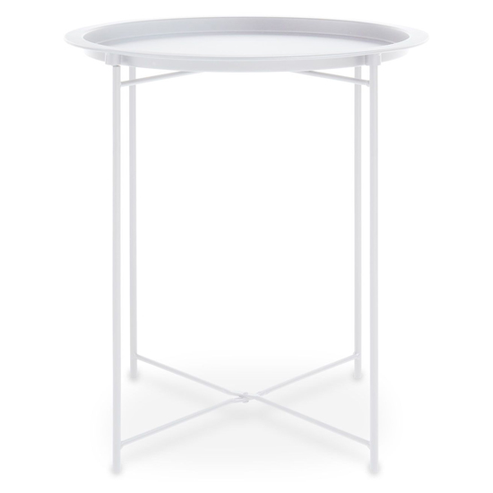 Acre Round Metal Side Table In White