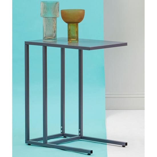 Acre C Shaped Metal Side Table In Grey