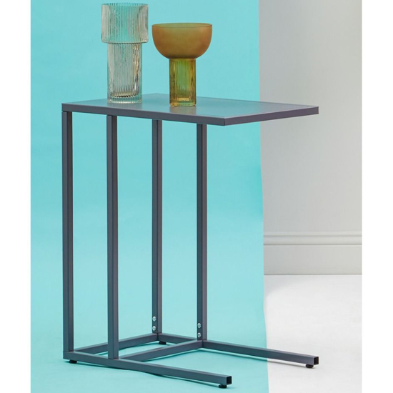 Photo of Acre c shaped metal side table in grey