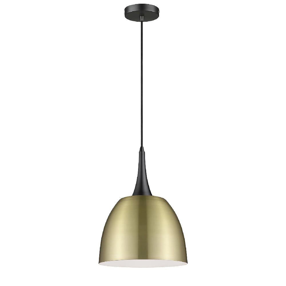 Read more about Acton antique brass shade pendant light in matt black