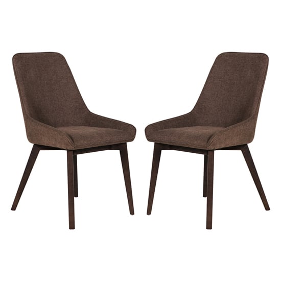 Product photograph of Acton Brown Fabric Dining Chairs In Pair from Furniture in Fashion