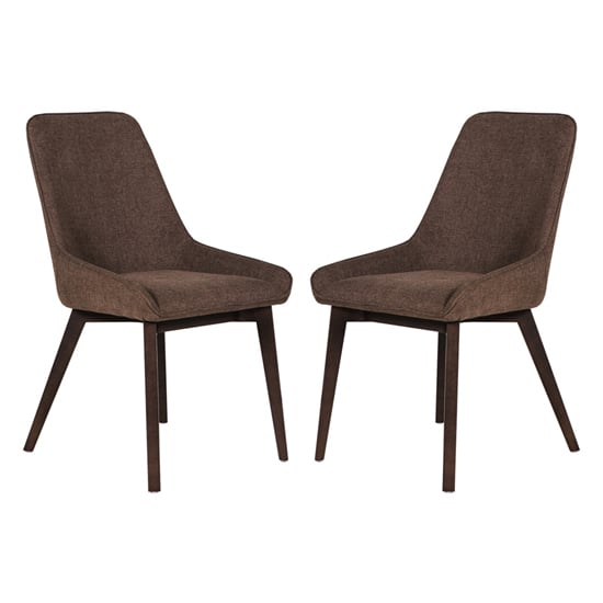 Acton Brown Fabric Dining Chairs In Pair