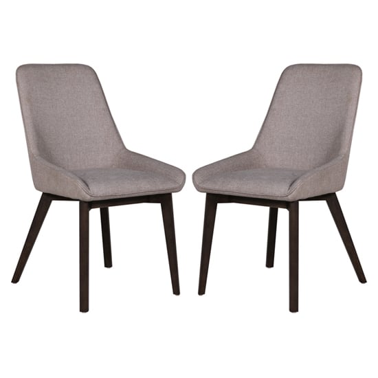 Acton Latte Fabric Dining Chairs In Pair