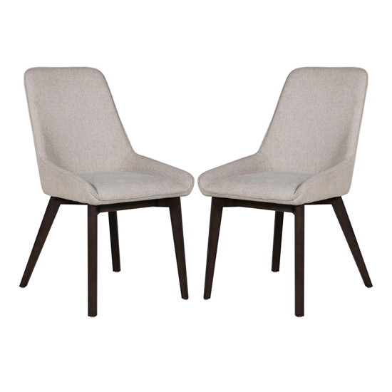Acton Natural Fabric Dining Chairs In Pair