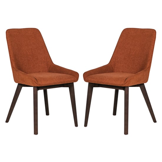 Product photograph of Acton Rust Fabric Dining Chairs In Pair from Furniture in Fashion
