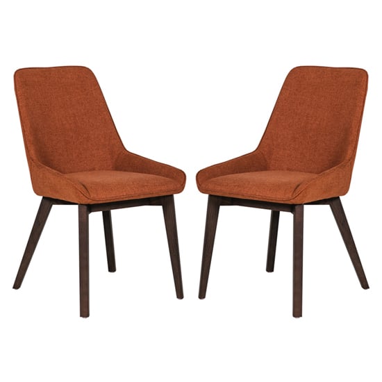 Acton Rust Fabric Dining Chairs In Pair