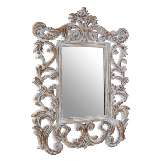 Product photograph of Actora Fleur De Lis Wall Bedroom Mirror In Antique Grey from Furniture in Fashion