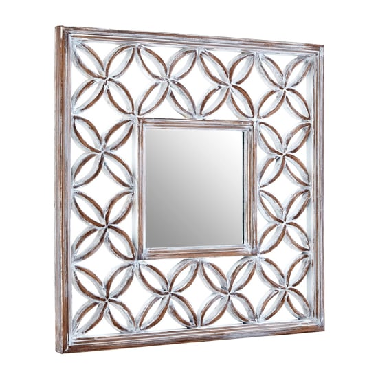 Product photograph of Actora Lattice Frame Wall Bedroom Mirror In Antique White from Furniture in Fashion