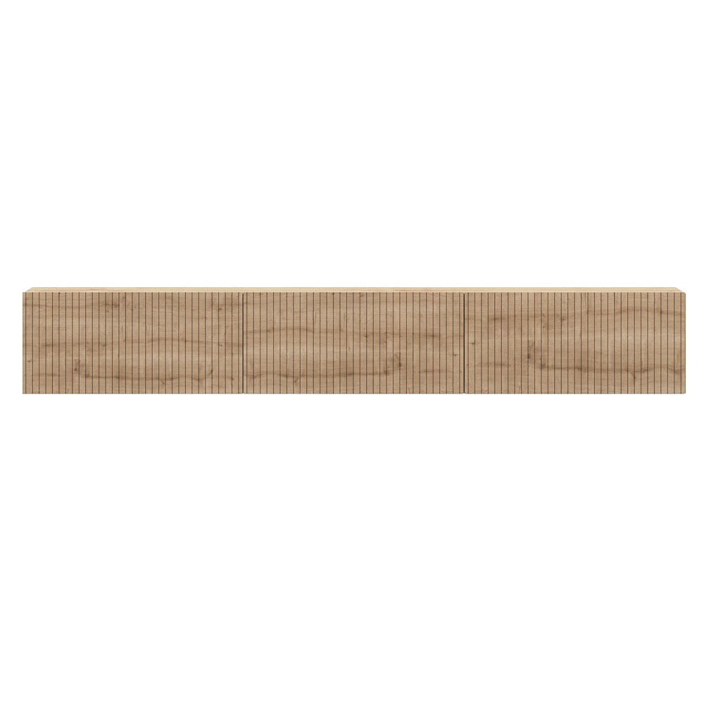 Ada Wooden Wall Mounted TV Stand in Sapphire Oak and LED