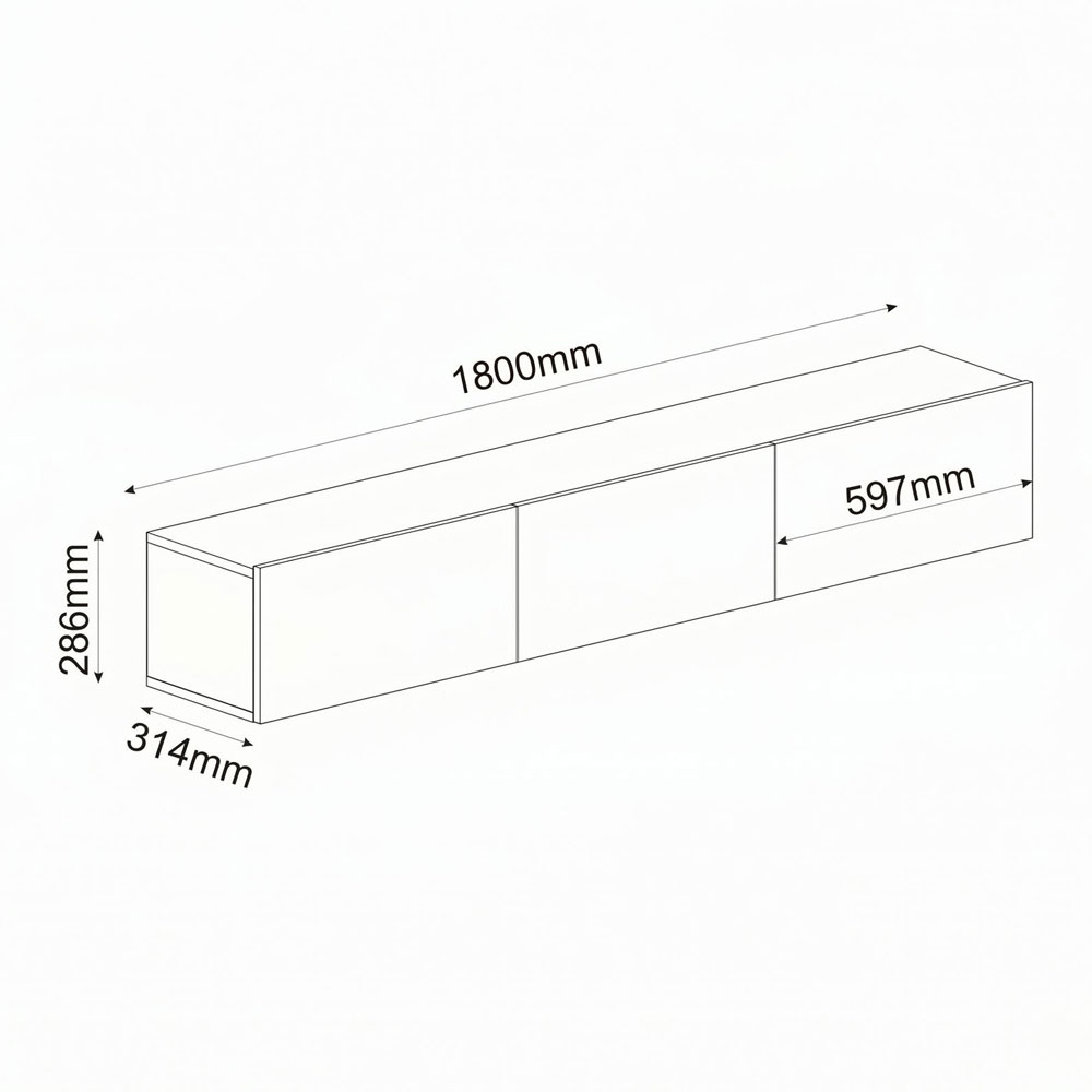 Ada Wooden Wall Mounted TV Stand in Sapphire Oak and LED