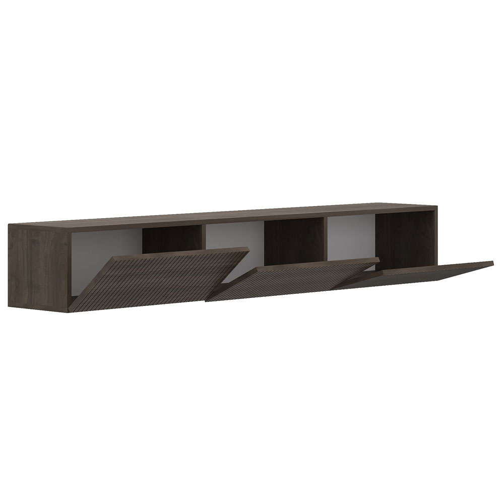 Ada Wooden Wall Mounted TV Stand in Walnut and LED