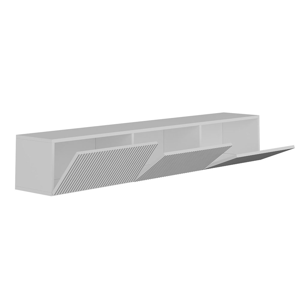 Ada Wooden Wall Mounted TV Stand in White and LED