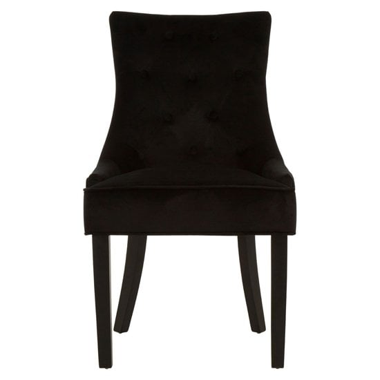 Adalinise Black Velvet Dining Chair With Wooden Legs In A Pair_2