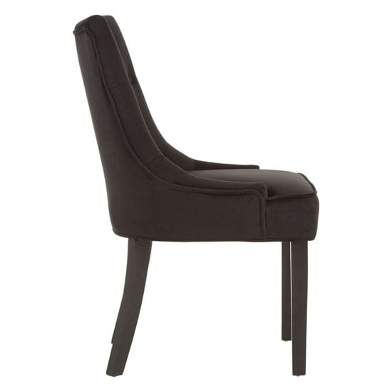 Adalinise Black Velvet Dining Chair With Wooden Legs In A Pair_3