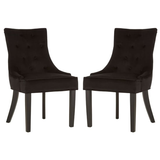 Read more about Adalinise black velvet dining chair with wooden legs in a pair