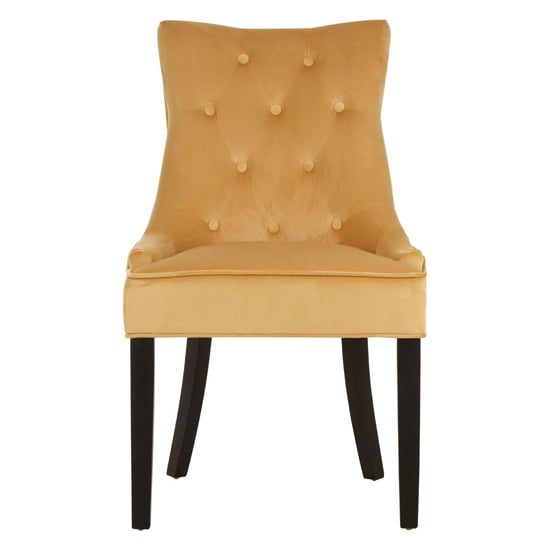 Adalinise Gold Velvet Dining Chair With Wooden Legs In A Pair_2