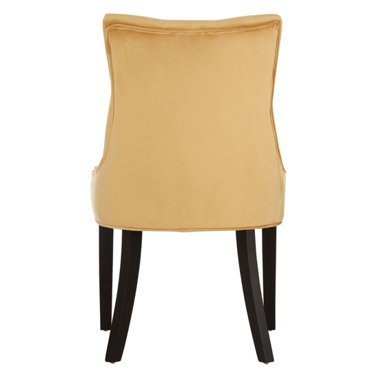 Adalinise Gold Velvet Dining Chair With Wooden Legs In A Pair