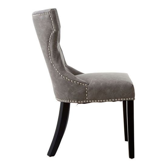 Adalinise Grey Leather Dining Chair With Wooden Legs In A Pair_3