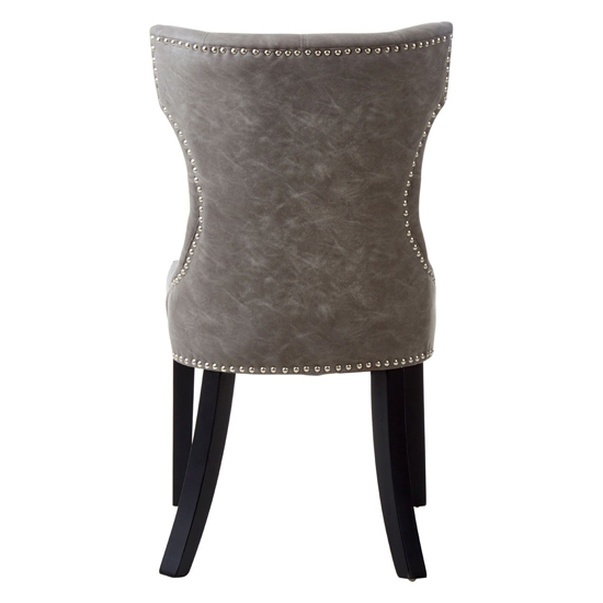 Adalinise Grey Leather Dining Chair With Wooden Legs In A Pair_4
