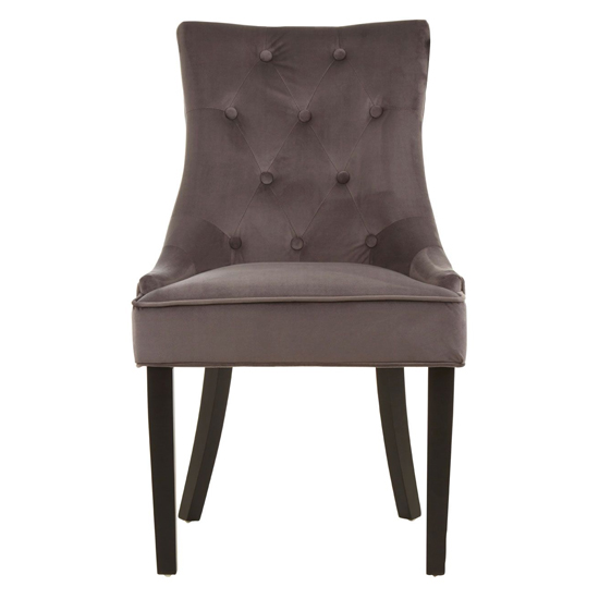 Adalinise Grey Velvet Dining Chair With Wooden Legs In A Pair