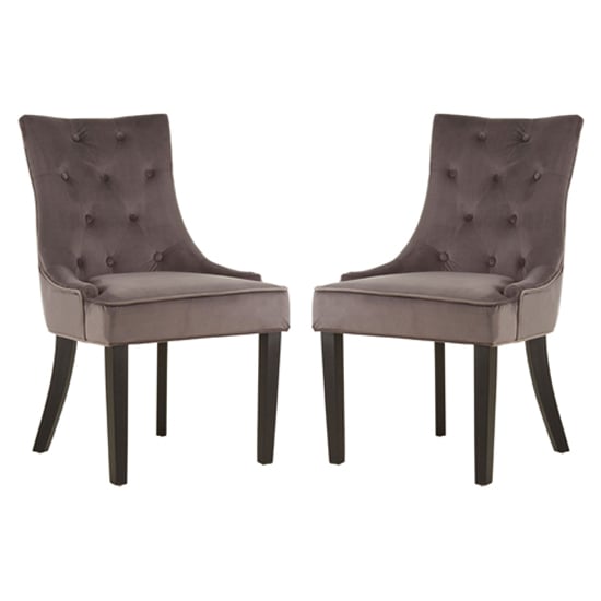 Adalinise Grey Velvet Dining Chair With Wooden Legs In A Pair_1
