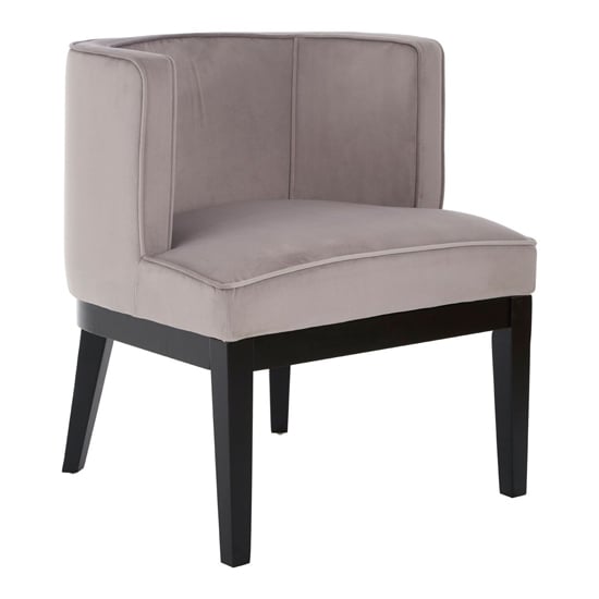 Adalinise Rounded Velvet Bedroom Chair In Light Grey