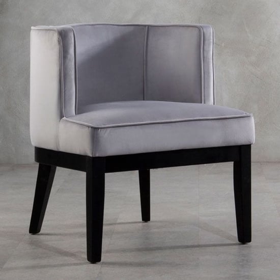 Adalinise Rounded Velvet Bedroom Chair In Light Grey_1