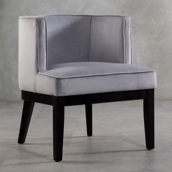 Photo of Adalinise rounded velvet bedroom chair in light grey