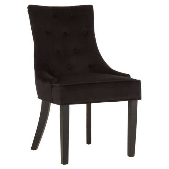 Photo of Adalinise velvet dining chair with wooden legs in black