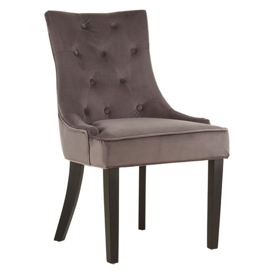 Adalinise Velvet Dining Chair With Wooden Legs In Grey_1