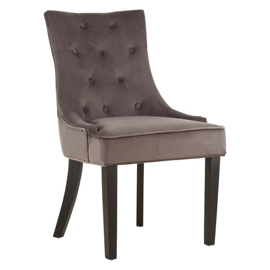 Product photograph of Adalinise Velvet Dining Chair With Wooden Legs In Grey from Furniture in Fashion