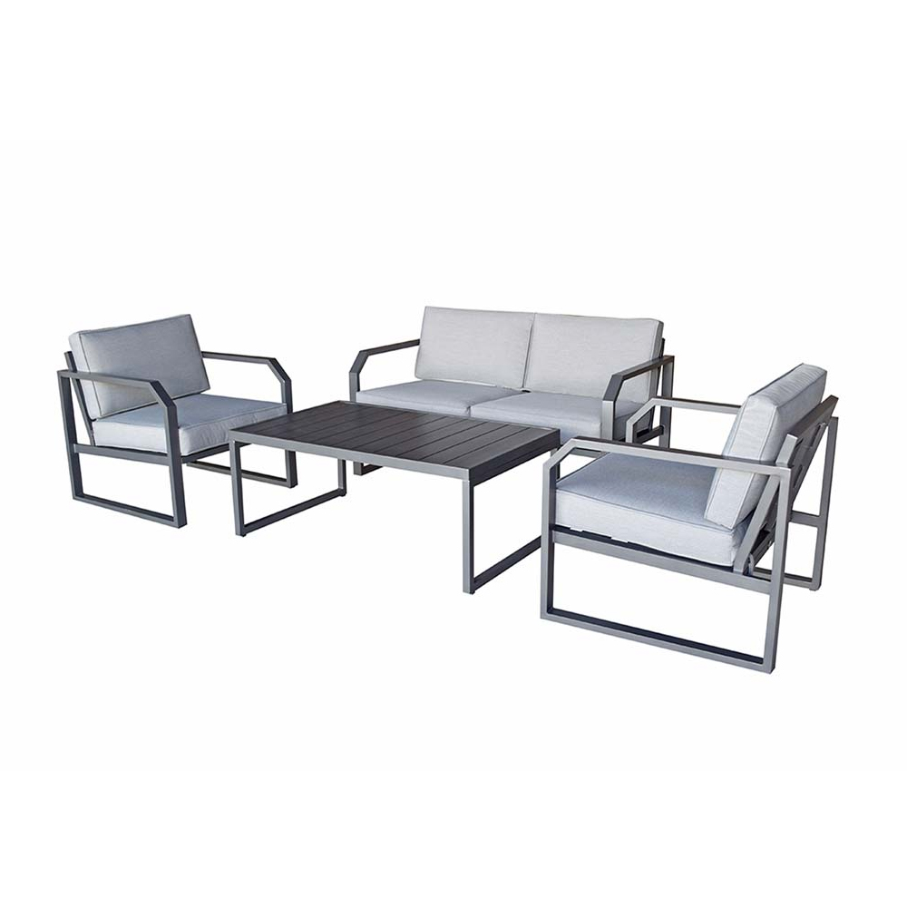 Adana Aluminium Garden Sofa Set With Coffee Table In Grey