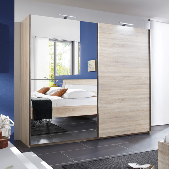 Read more about Adda oak sliding oak wardrobe with full length mirror