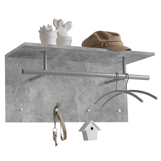Addae Wall-Mounted Wooden Coat Rack In Concrete Effect_1