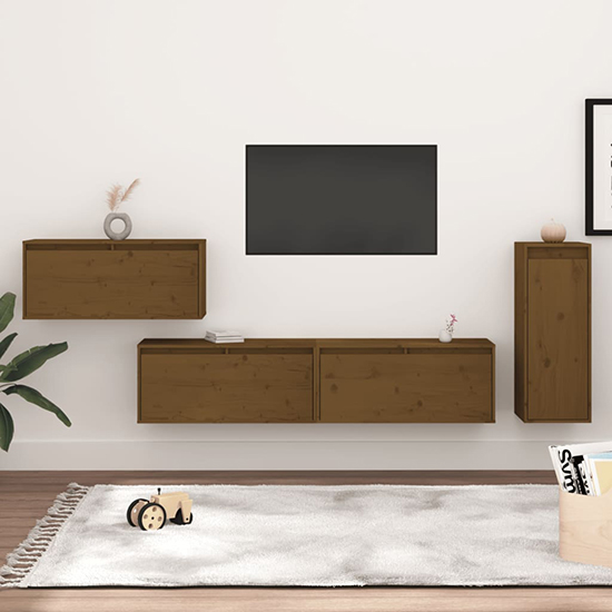 Read more about Addax solid pinewood entertainment unit in honey brown