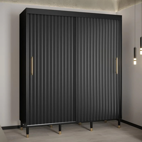 Read more about Adel i wooden wardrobe with 2 sliding doors 180cm in black