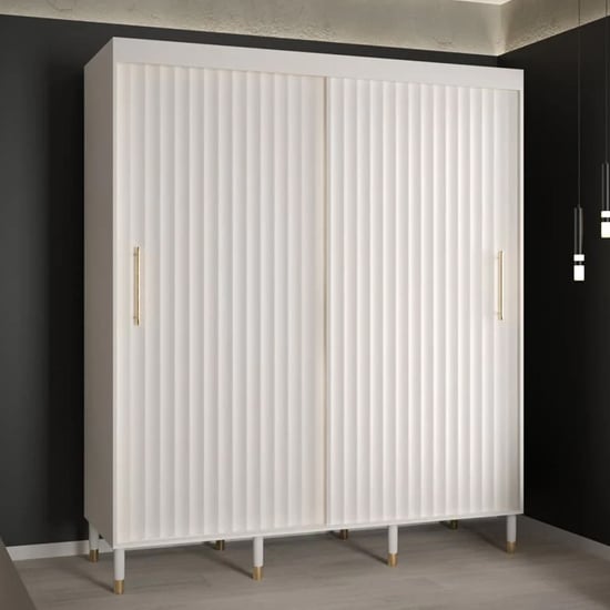 Adel I Wooden Wardrobe With 2 Sliding Doors 180cm In White