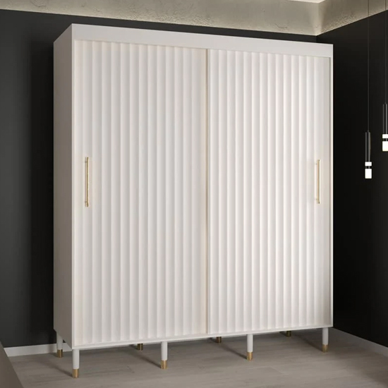 Product photograph of Adel I Wooden Wardrobe With 2 Sliding Doors 180cm In White from Furniture in Fashion