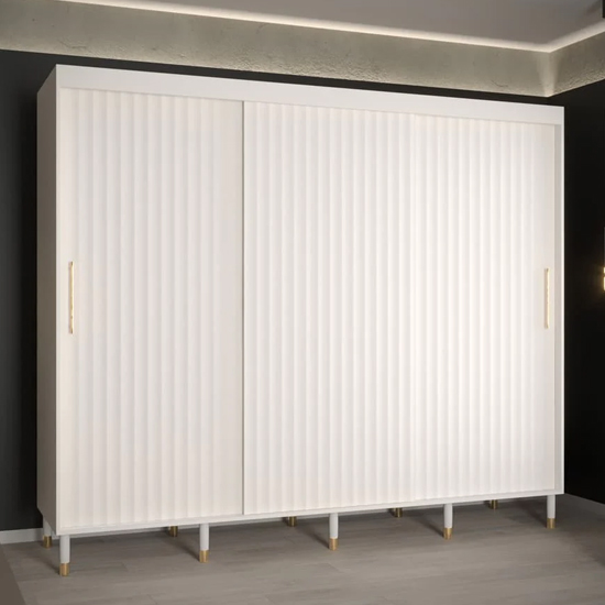 Read more about Adel i wooden wardrobe with 3 sliding doors 250cm in white