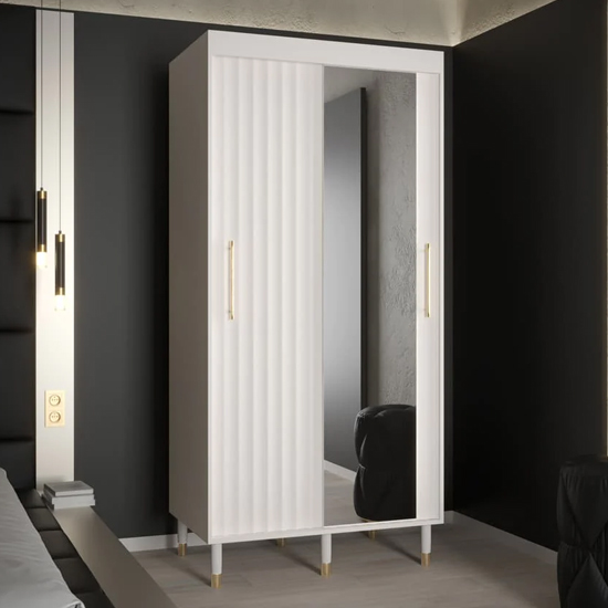Read more about Adel ii mirrored wardrobe with 2 sliding doors 100cm in white
