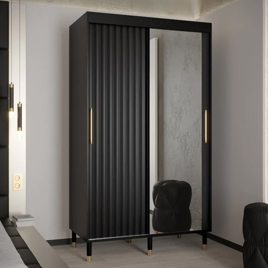 Read more about Adel ii mirrored wardrobe with 2 sliding doors 120cm in black